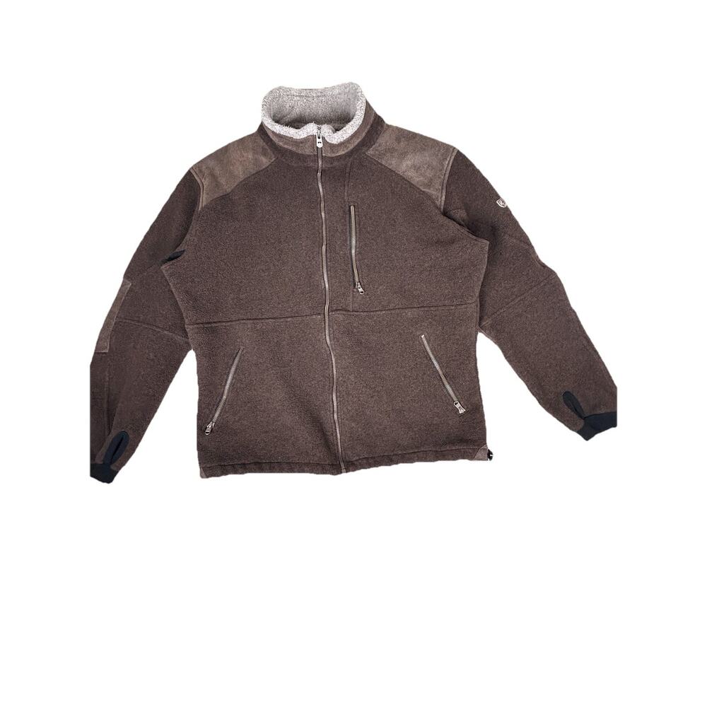 Kuhl Alpenwurx Fleece Jacket Brown Sherpa Collar Full Zip Outdoor Hiking Mens XL